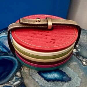 Coach Leather Coaster Set
